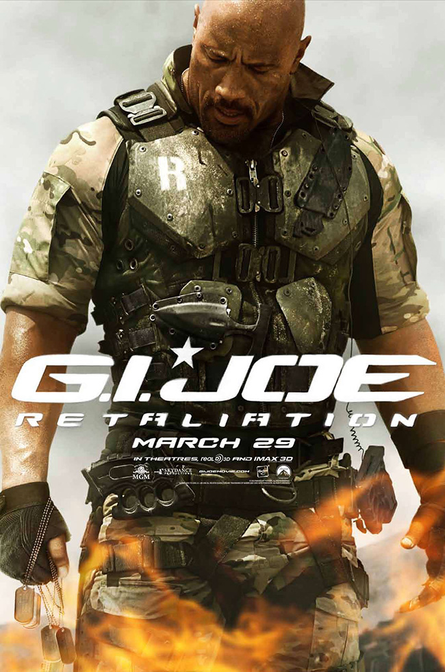 The movie poster for G.I. Joe: Retaliation starring Dwayne Johnson and Channing Tatum