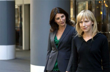 Gina Bellman (left) and Beth Riesgraf in TNT's Leverage