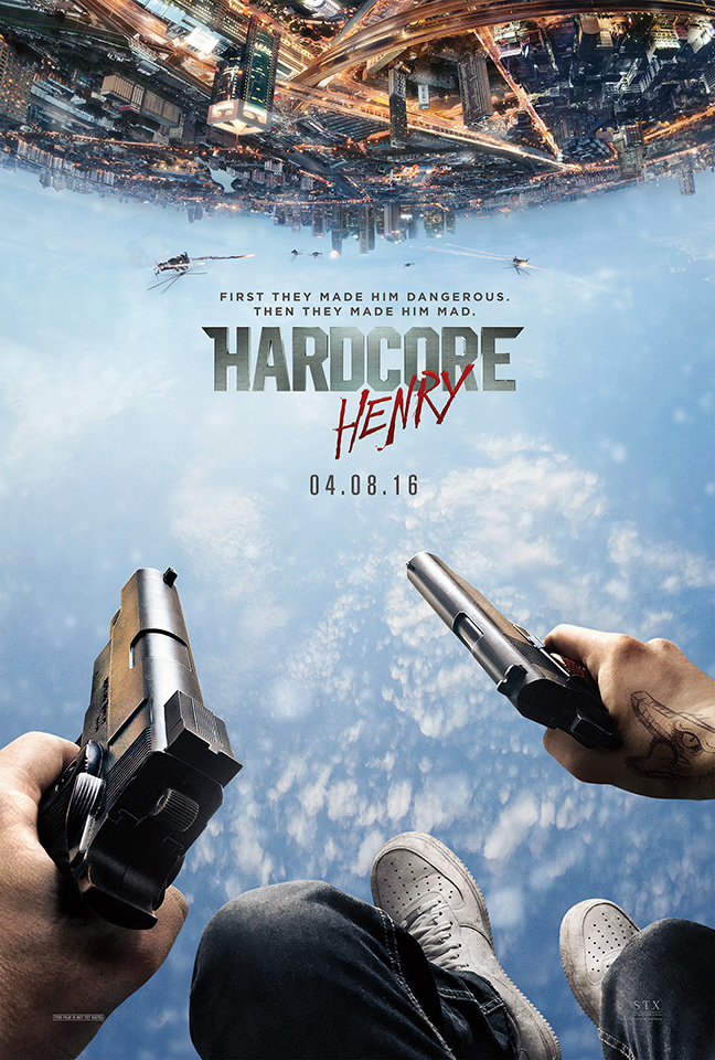 The movie poster for Hardcore Henry starring Sharlto Copley