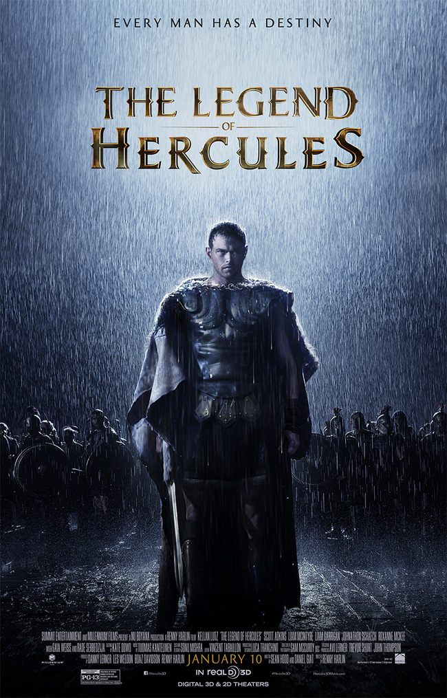 The movie poster for The Legend of Hercules starring Kellan Lutz