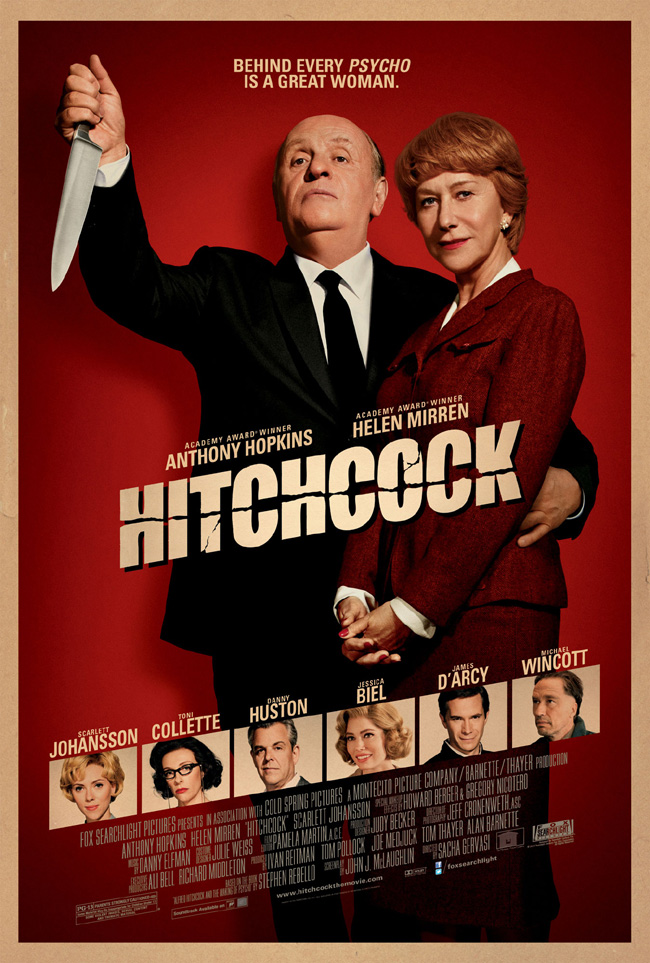 The movie poster for Hitchcock with Anthony Hopkins and Helen Mirren