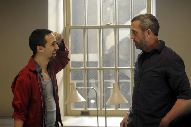 Hugh Laurie as Dr. Gregory House with Lin-Manuel Miranda as Alvie for the sixth season of House