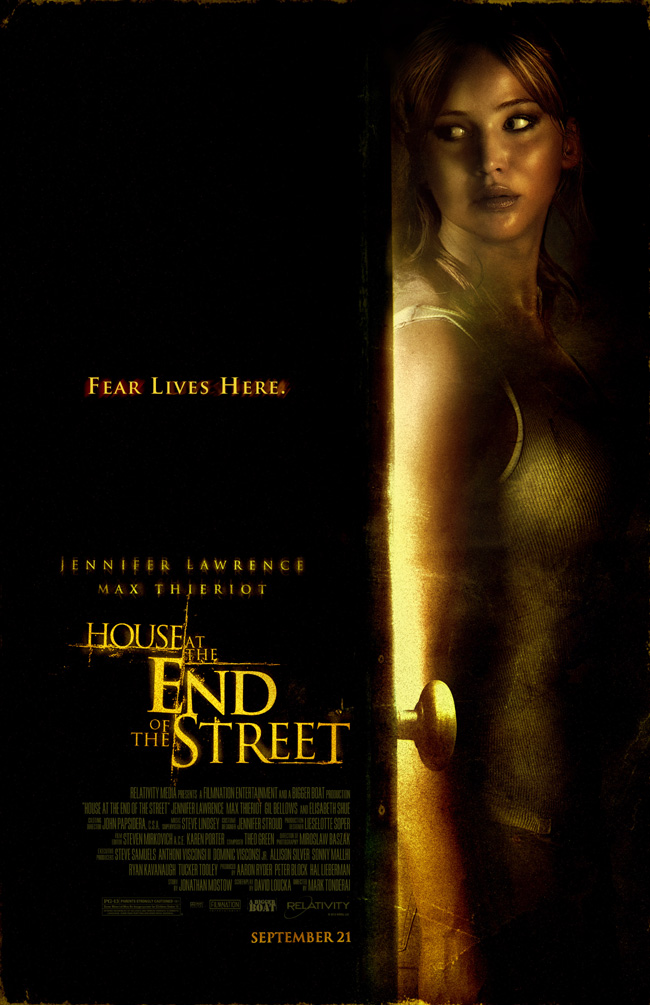 The movie poster for House at the End of the Street starring Jennifer Lawrence and Elisabeth Shue