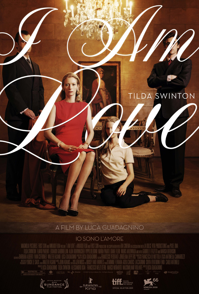 The movie poster for I Am Love with Tilda Swinton