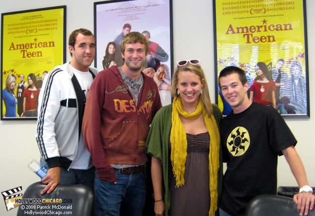 From left to right in Chicago on July 30, 2008: Colin Clemens (the jock), Mitch Reinholt (the curious soul), Megan Krizmanich (the popular girl) and Jake Tusing (the awkward outsider) in American Teen