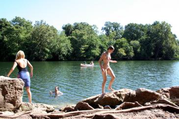 Left to right: Elise Muller as Catherine, Steve Zissis as Chad and Greta Gerwig as Michelle in Baghead