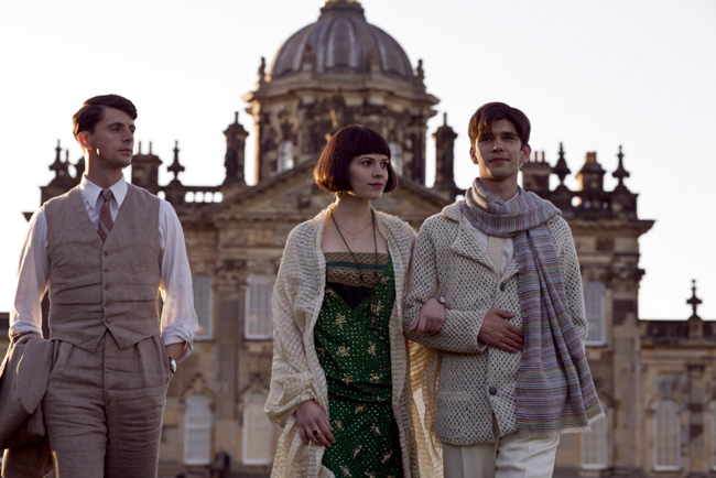 Matthew Goode as Charles Ryder, Hayley Atwell as Julia Flyte and Ben Whishaw as Sebastian Flyte in Brideshead Revisited