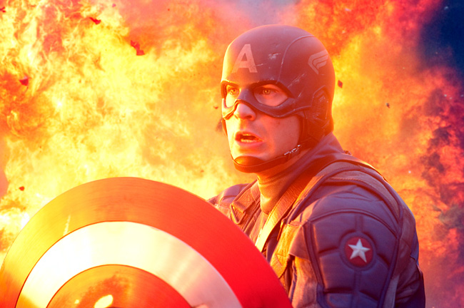 Chris Evans as Captain America in Captain America: The First Avenger