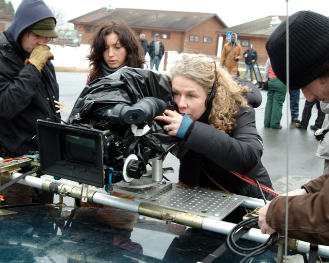 Director Courtney Hunt on the set of Frozen River