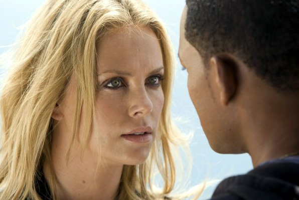 Charlize Theron (left) and Will Smith in Hancock
