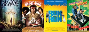 Movie posters for The Spiderwick Chronicles, Semi-Pro, Run Fatboy Run and Be Kind Rewind