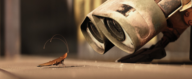 WALL-E (right) in WALL-E, which is written and directed by Andrew Stanton and features voice work from Ben Burtt, Elissa Knight, Jeff Garlin, Fred Willard, John Ratzenberger, Kathy Najimy and Sigourney Weaver