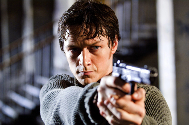 James McAvoy in Wanted, which features Angelina Jolie, Morgan Freeman, Terence Stamp, Common and David O'Hara