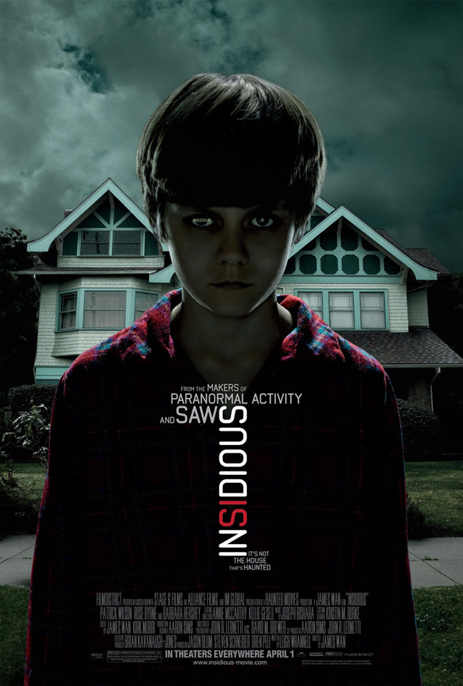 The movie poster for Insidious with Patrick Wilson and Rose Byrne