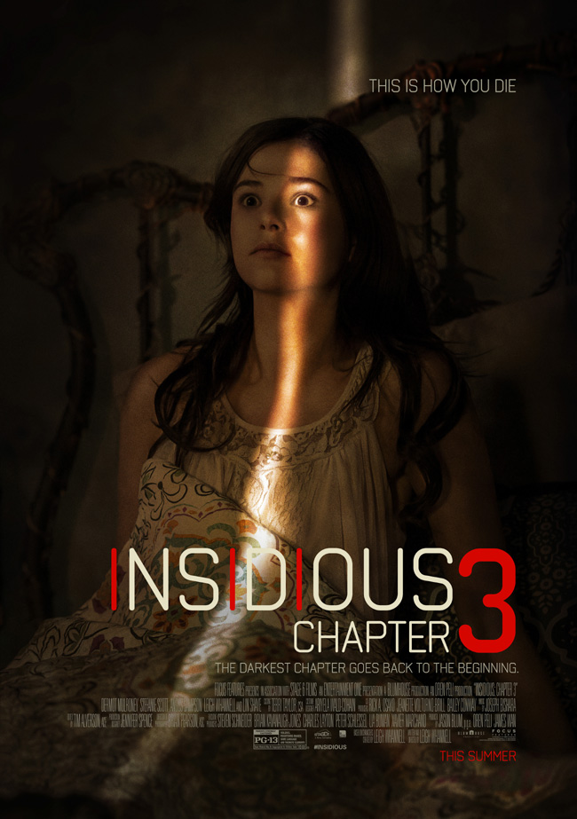 The movie poster for Insidious: Chapter 3 starring Dermot Mulroney, Lin Shaye and Stefanie Scott