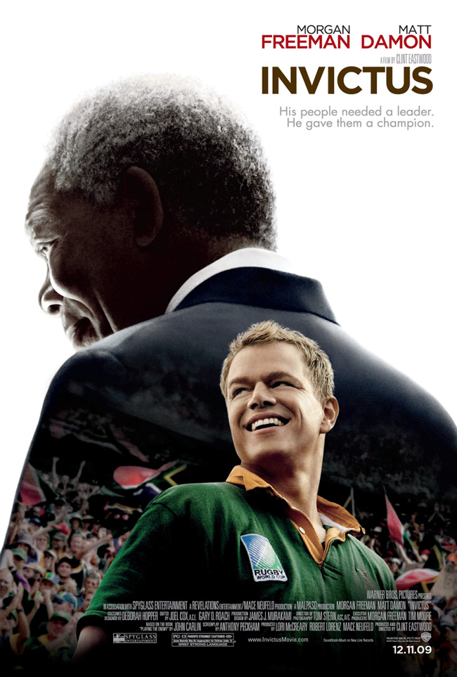 Invictus from director Clint Eastwood stars Matt Damon and Morgan Freeman