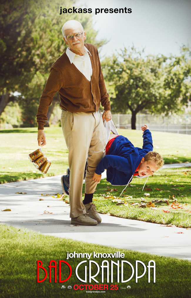 The movie poster for Jackass Presents: Bad Grandpa starring Johnny Knoxville