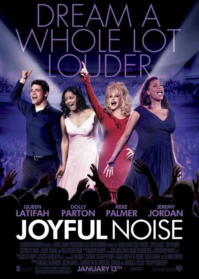 The movie poster for Joyful Noise with Dolly Parton and Queen Latifah