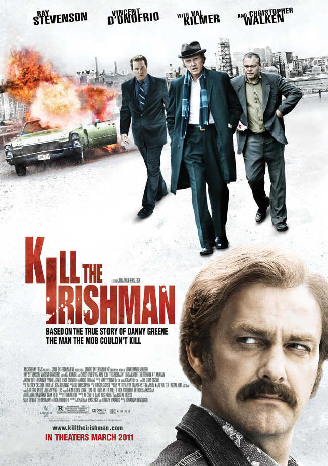 The movie poster for Kill the Irishman with Christopher Walken, Val Kilmer and Ray Stevenson