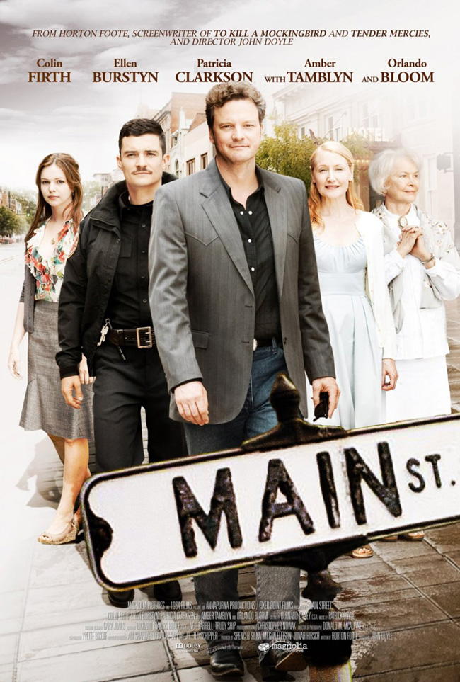 The movie poster for Main Street with Colin Firth, Orlando Bloom and Patricia Clarkson