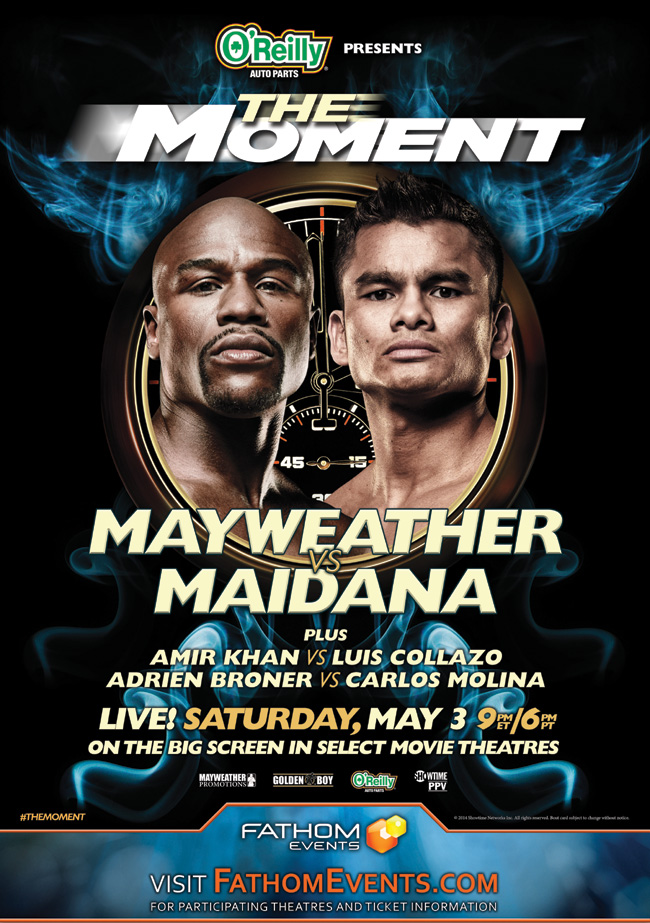The event poster for The Moment: Mayweather vs. Maidana