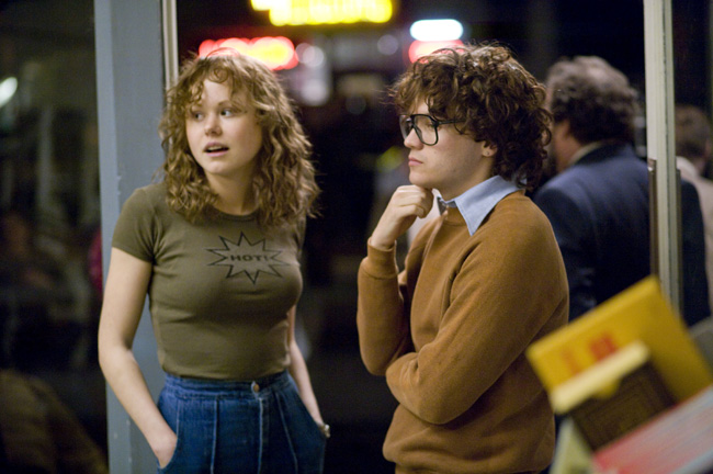 Alison Pill (left) and Emile Hirsch (right) star as real-life gay rights activists Anne Kronenberg and Cleve Jones (respectively) in director Gus Van Sant's Milk