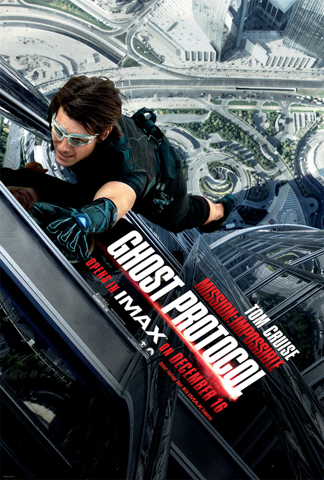 The movie poster for Mission: Impossible -- Ghost Protocol starring Tom Cruise