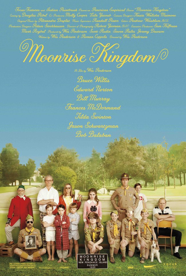 The Moonrise Kingdom movie poster with Edward Norton, Bill Murray and Bruce Willis