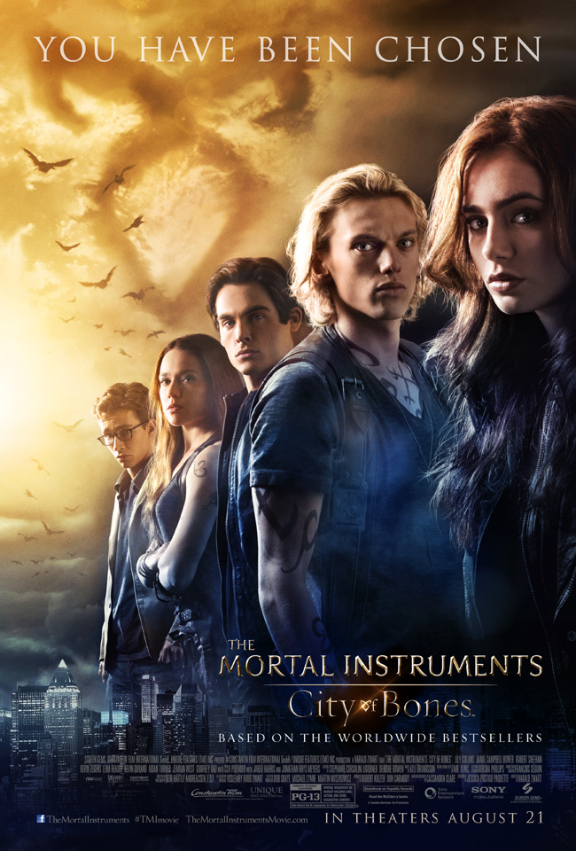 The movie poster for The Mortal Instruments: City of Bones starring Lily Collins