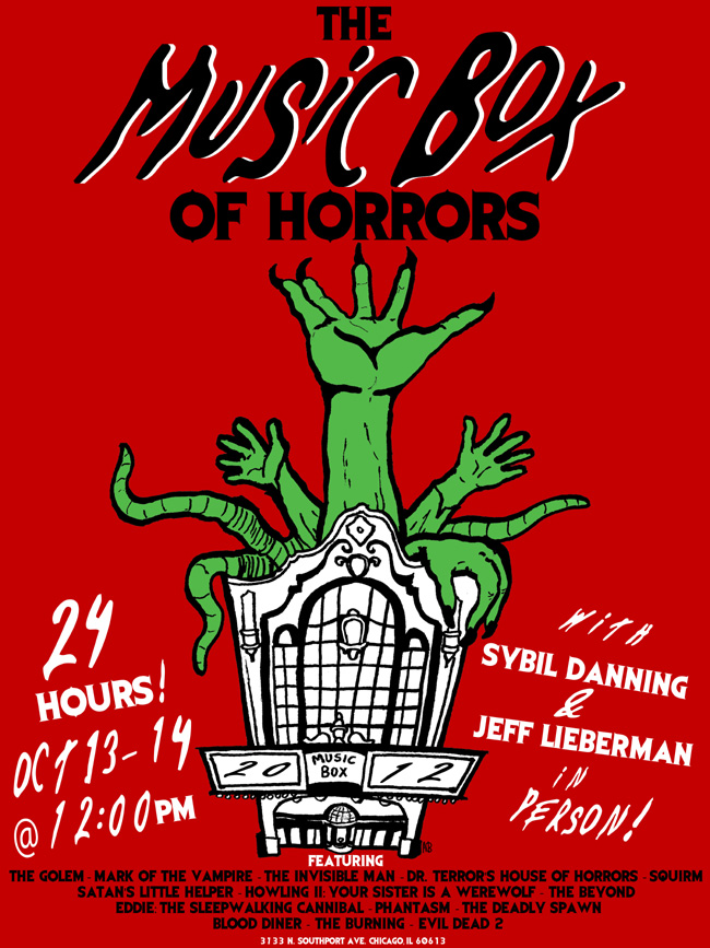 The poster for the Music Box of Horrors at the Music Box Theatre