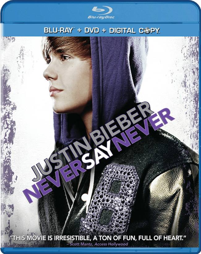 The DVD for Justin Bieber: Never Say Never with Justin Bieber