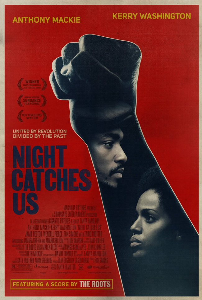 The movie poster for Night Catches Us with Anthony Mackie and Kerry Washington