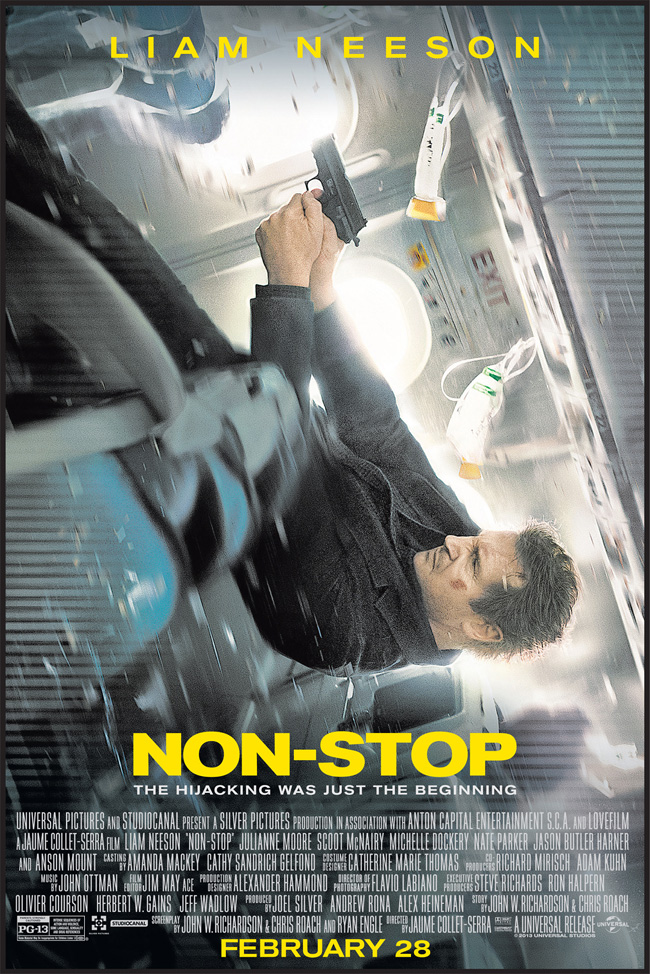 The movie poster for Non-Stop with Liam Neeson and Julianne Moore