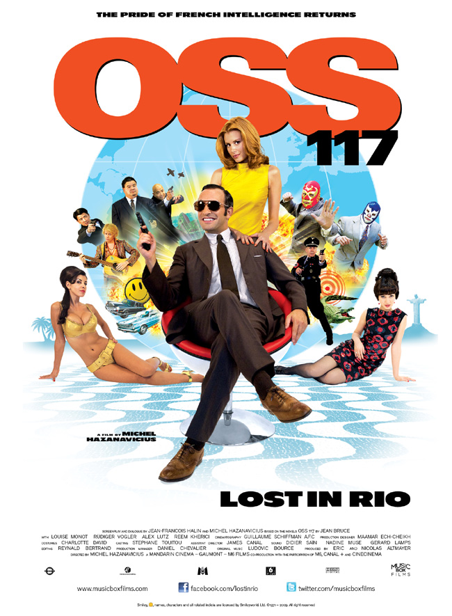 The movie poster for OSS 117: Lost in Rio with Jean Dujardin and Louise Monot