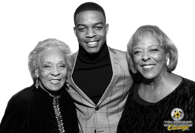 Gloria Owens Hemphill, Stephan James and Marlene Owens Rankin at the Chicago red-carpet premiere of Race