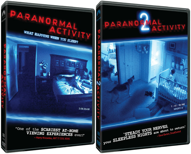 The Paranormal Activity and Paranormal Activity 2 DVDs