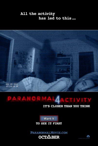 The Paranormal Activity 4 movie poster with Dianna Agron and Katie Featherston