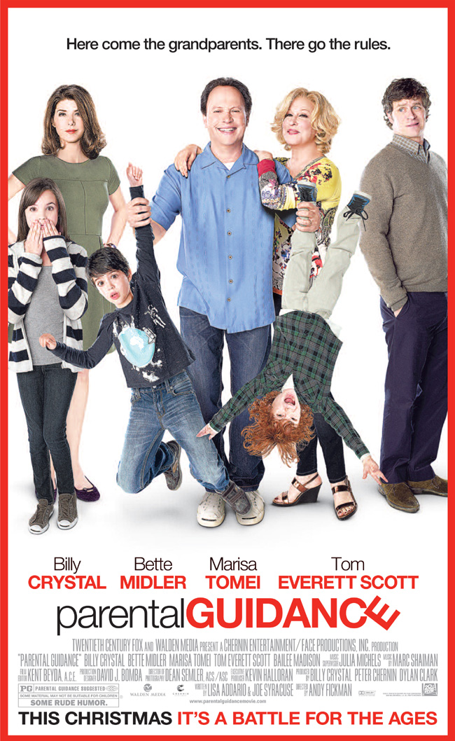 The movie poster for Parental Guidance starring Billy Crystal, Bette Midler and Marisa Tomei