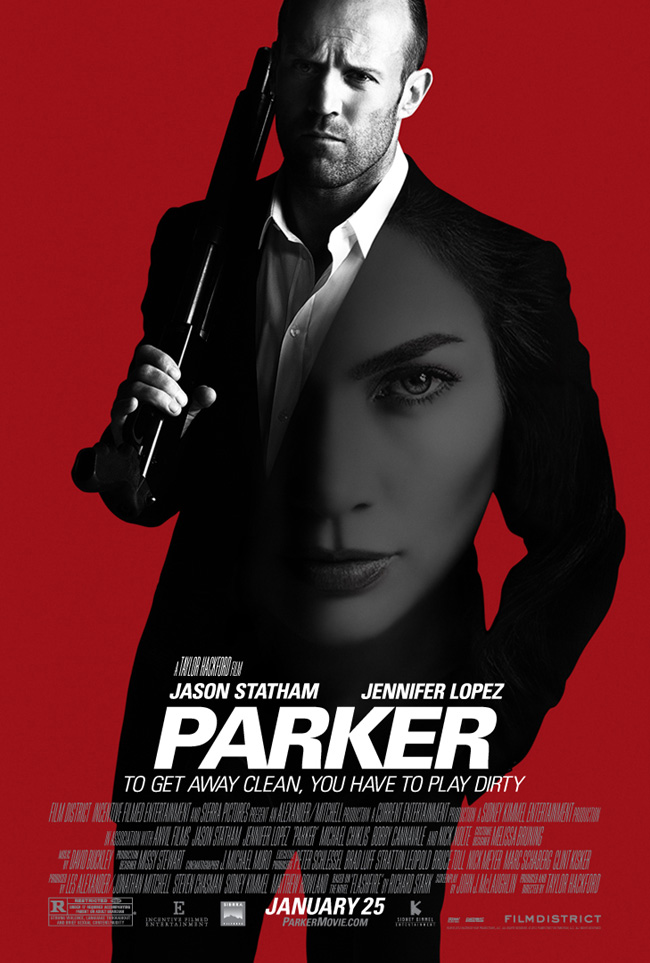 The movie poster for Parker starring Jason Statham and Jennifer Lopez