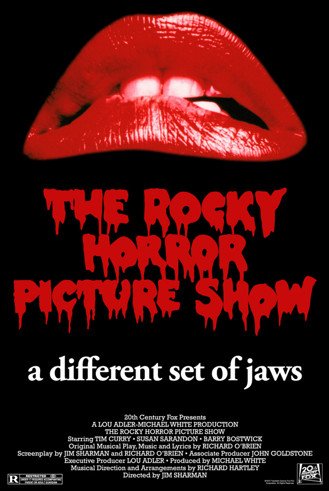 The poster for The Rocky Horror Picture Show with Tim Curry and Susan Sarandon