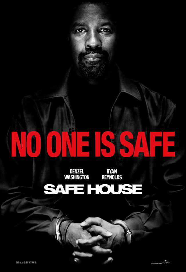 The movie poster for Safe House starring Denzel Washington and Ryan Reynolds
