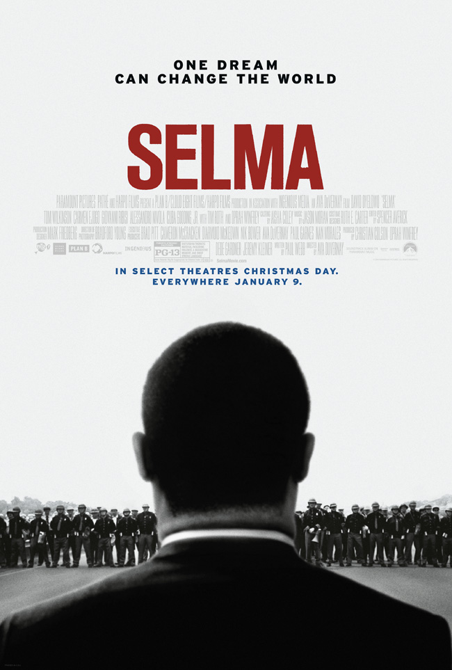 The movie poster for Selma on Dr. Martin Luther King Jr. starring David Oyelowo