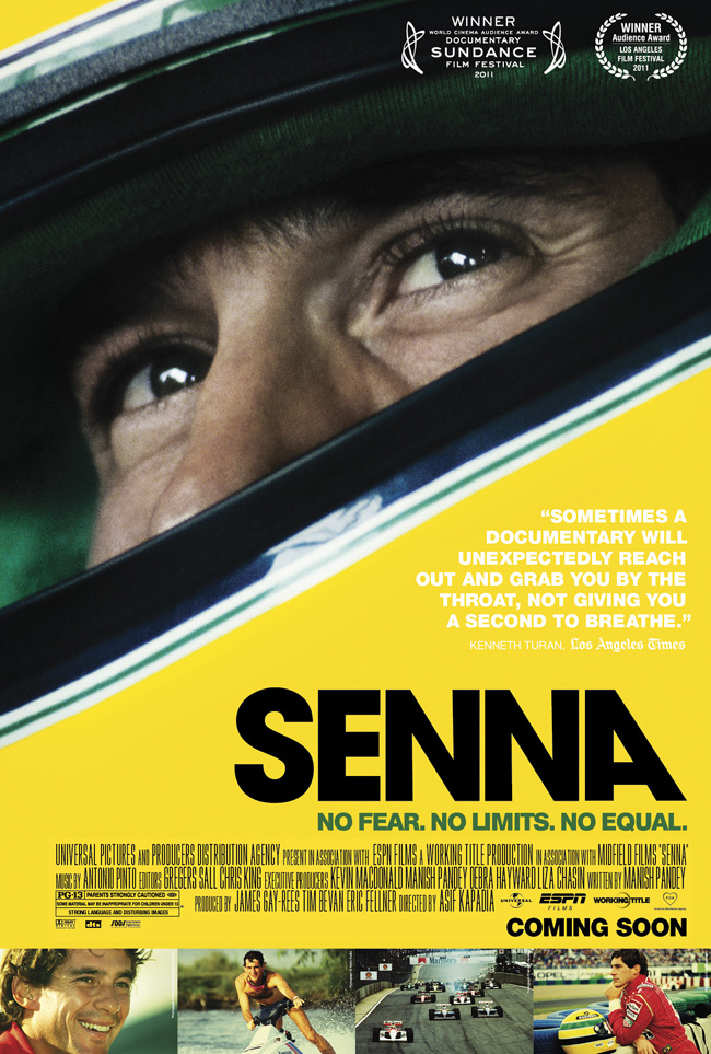 The movie poster for Senna on Brazilian Formula One race car champion Ayrton Senna