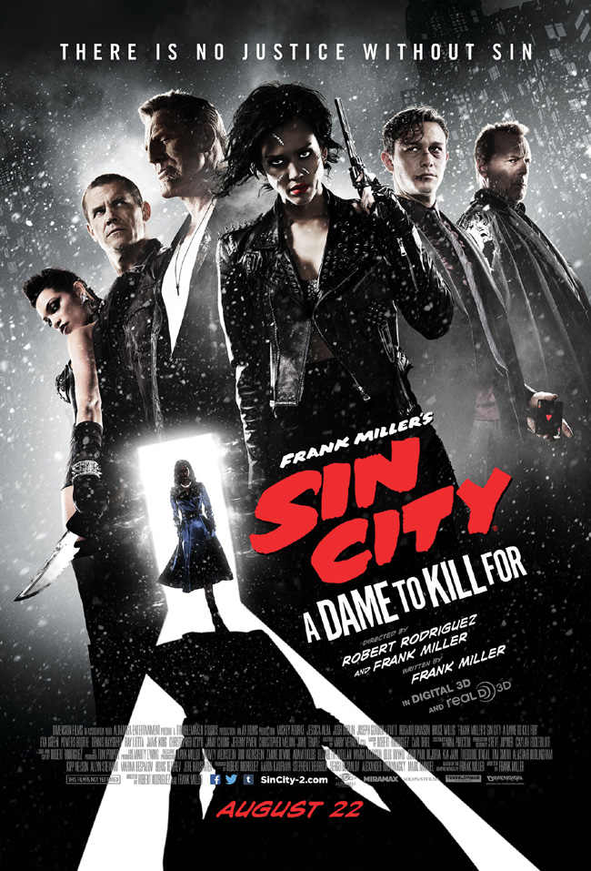 The movie poster for Sin City: A Dame to Kill For from Frank Miller and Robert Rodriguez