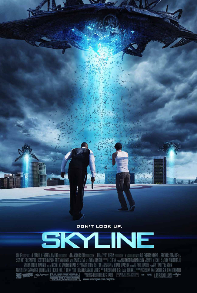 The movie poster for Skyline from the Chicago visual effects masters Colin Strause and Greg Strause