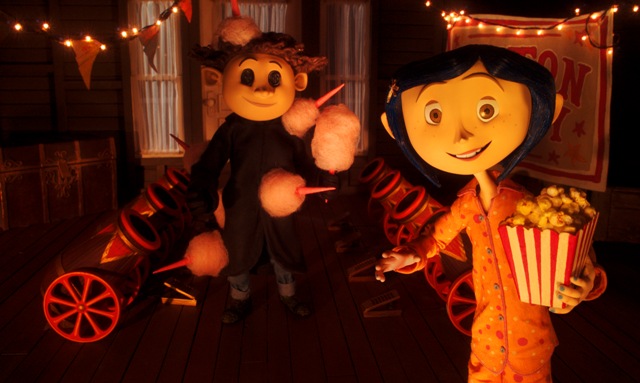 In the Other World, Wybie (voiced by Robert Bailey Jr.) and Coraline (voiced by Dakota Fanning) are drawn to a circus in the stop-motion animated 3-D adventure Coraline, from LAIKA Entertainment for release by Focus Features.