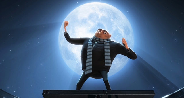 Gru (Steve Carell) tells his minions about their new mission to steal the moon.