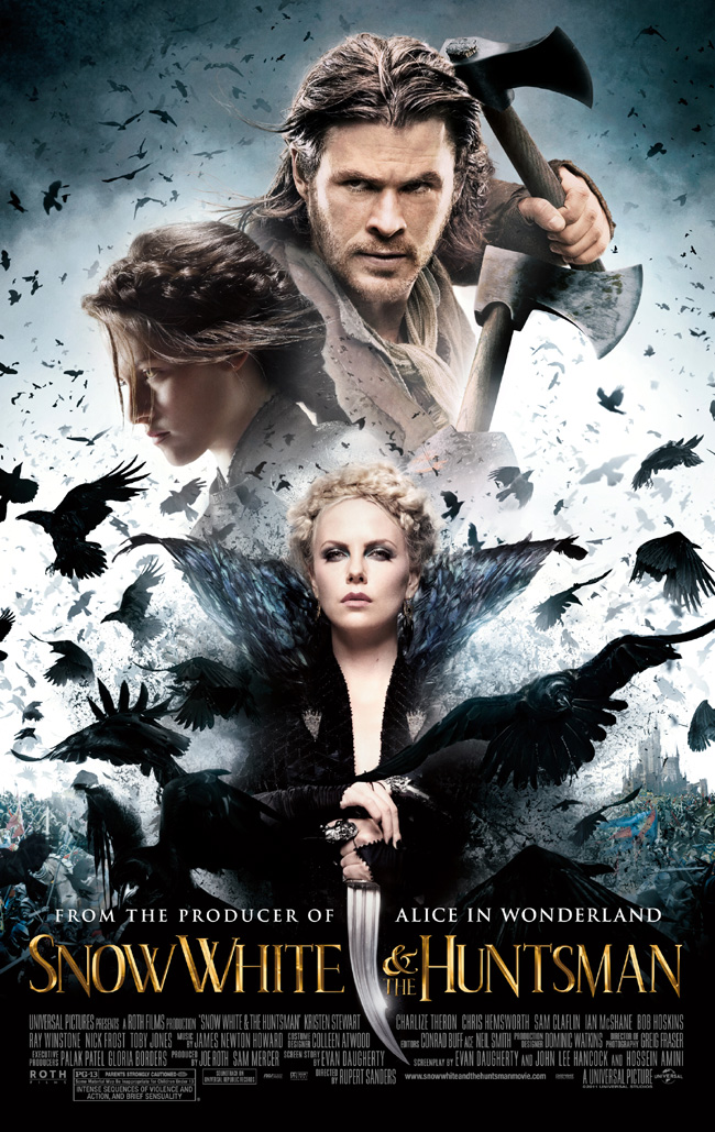 The Snow White and the Huntsman movie poster with Charlize Theron and Kristen Stewart