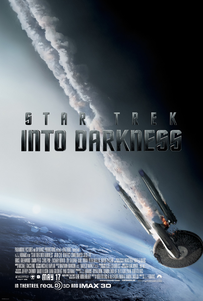 The movie poster for Star Trek Into Darkness starring Chris Pine and and Zachary Quinto from J.J. Abrams