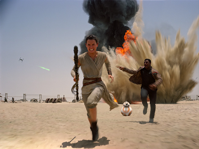 Daisy Ridley and John Boyega in Star Wars: Episode VII - The Force Awakens